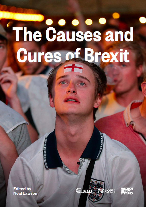 Image of report's cover page: young white man with England flag painted on forehead, looking disappointed