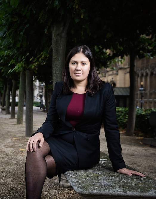 Lisa Nandy on a bench outside the House of Commons